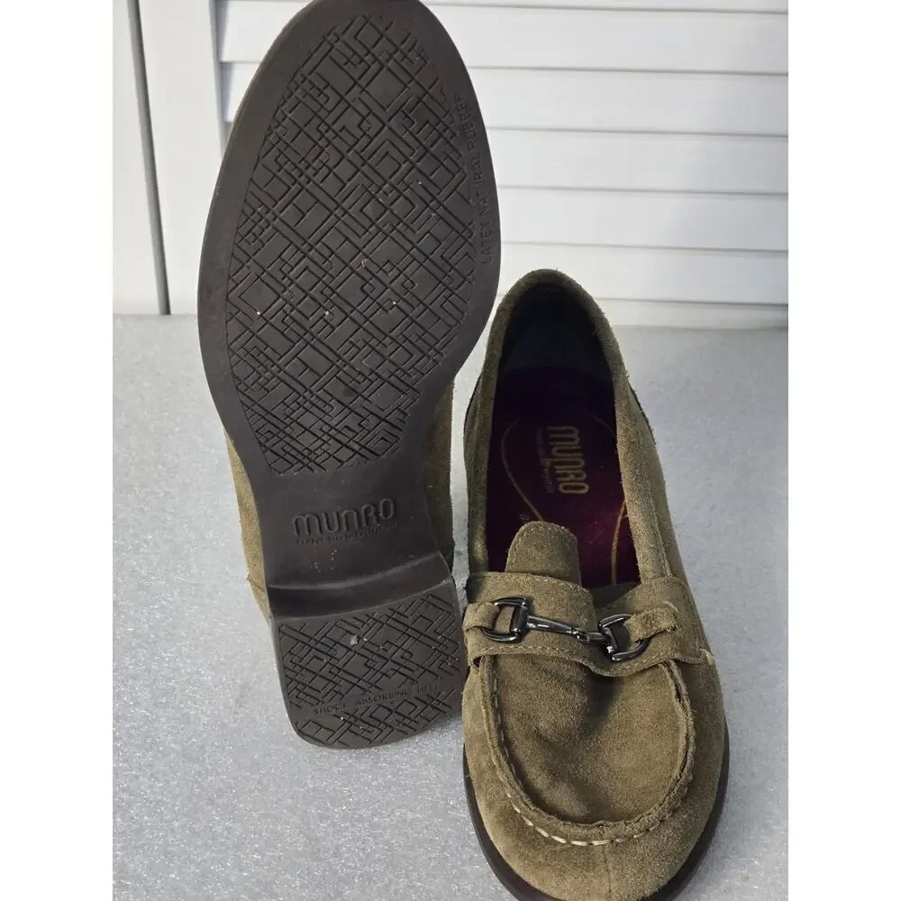 Munro Shoes 8.5 Suede Leather Gryffin Loafers Toasted Sesame Horsebit Classic